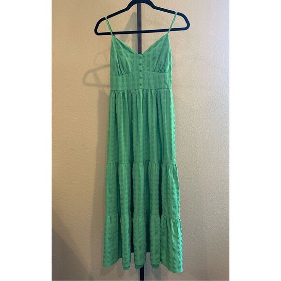 Forever 21 Tiered Midi Dress in Green Size S - Picture 2 of 6